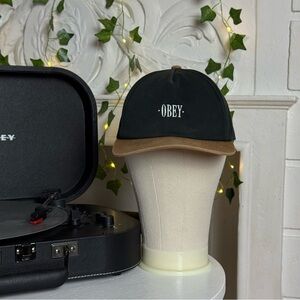 OBEY Black and Brown Logo Cap Worldwide 2 Tone Snapback